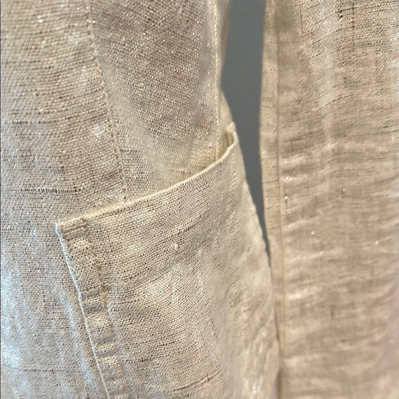 J Crew Sz 2 VTG Silver Metallic Blazer • 100% Linen - Picture 5 of 10